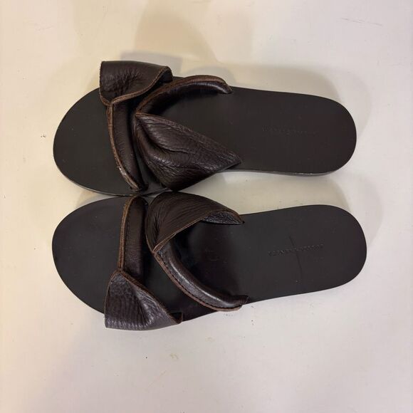 Bottega Veneta Shoes - Bottega Veneta Brown Leather Double Strap Sandals 37 = 7